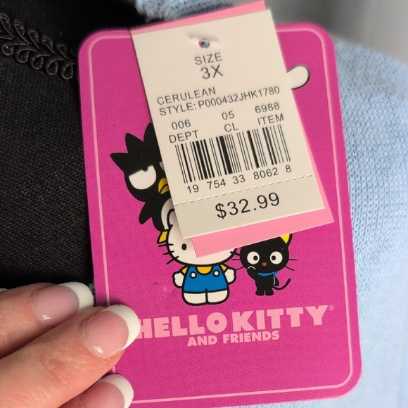 Cinnamoroll Blue and Pink Crew Neck Sweater with Cartoon Charm. Nwt. - Picture 5 of 7